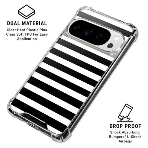 White and Black Stripes Google Pixel 10 Pro XL Clear Case